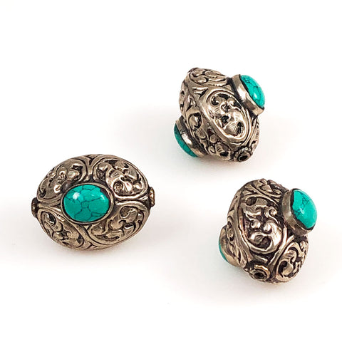 Tibetan Turquoise Silver Beads