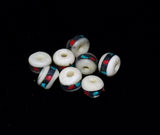  Turquoise and Coral Inlaid Bone Beads 