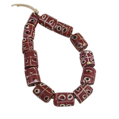Antique Brick Red Tic Tac Toe African Trade Beads