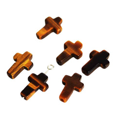 Tigers Eye Cross Beads (5)