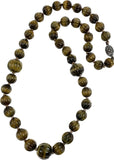 Tiger's Eye Fluted Bead Necklace Long