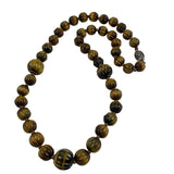 Tiger's Eye Fluted Bead Necklace Vintage