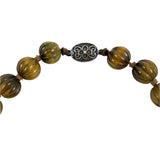 Tiger's Eye Fluted Bead Necklace silver clasp