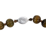 Tiger's Eye Fluted Bead Necklace silver clasp