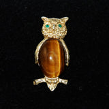 vintage owl brooch gold