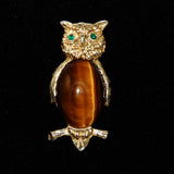 vintage owl brooch gold