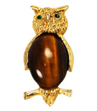  Owl Brooch Tiger's Eye Belly Vintage