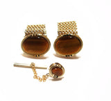 Tigers Eye Fold Over Cuff Link Set 1970's