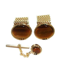 Tiger's Eye Fold Over Cuff Link Set 1970's