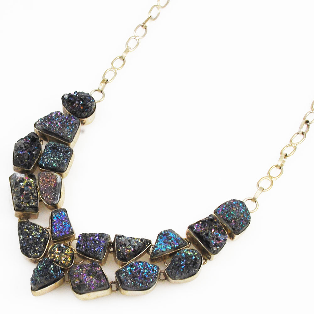 Titanium Druzy Cluster Sterling Necklace