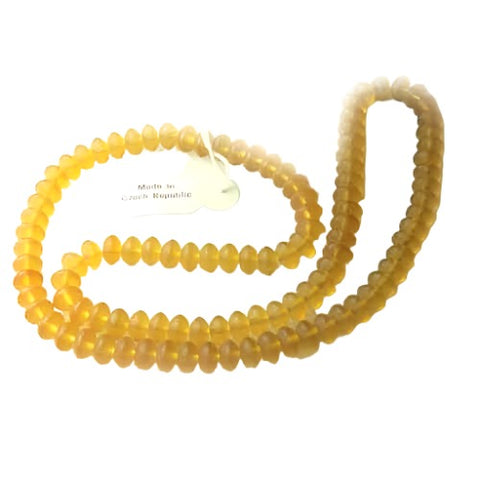 Matte Topaz Rondelle Beads Vintage Czech 9mm