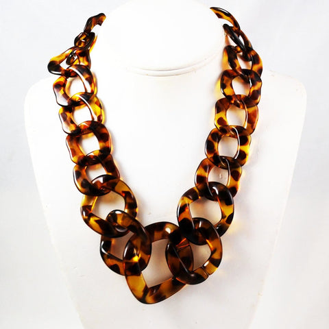 Tortoise Chain Lucite Necklace Vintage