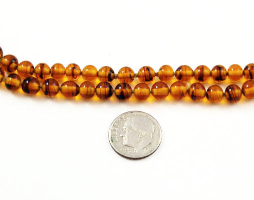 German 6mm Tortoise Glass Round Beads 