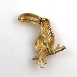 Toucan Brooch Gold & Turquoise Vintage