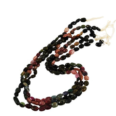 Multi-colored Tourmaline Oval Bead Strands