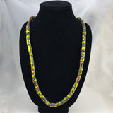 African Trade Bead Necklace Yellow Italian