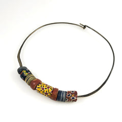African Trade Bead Necklace Silver Choker