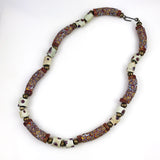African Millefiori Elbow Trade Bead & Brass Necklace