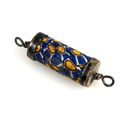 Antique Millefiori African Trade Bead with Sterling Silver Ends