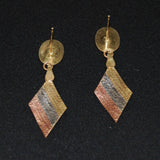 Back of Tri Color Gold 14K Drop Earrings