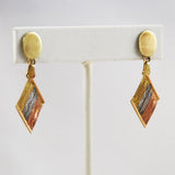 Tri Color 14K Gold Drop Earrings