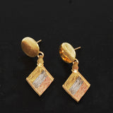 Tri Color Gold 14K Drop Earrings