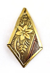 Copper & Brass Embossed Floral Pendant Vintage