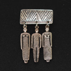 Silver Tribal Brooch Vintage