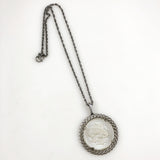 Crown Trifari Aries Ram Intaglio Silver Necklace Vintage