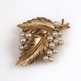 Crown Trifari gold pearl brooch