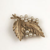 Crown Trifari gold pearl brooch