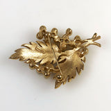 Crown Trifari gold pearl brooch