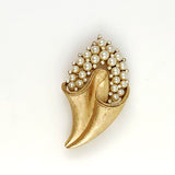 Crown Trifari Cornucopia Brooch Rhinestones