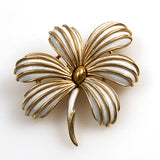 Crown Trifari Gold & Enamel Floral Brooch Vintage