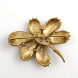 Crown Trifari Gold & Enamel Floral Brooch Vintage