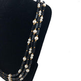 Trifari Multi-Strand Black White Bead Necklace