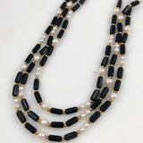 Trifari Multi-Strand Black White Bead Necklace