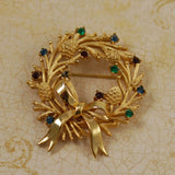 Trifari Gold Tone Wreath Brooch Vintage