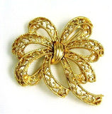 Trifari Gold Tone Bow Brooch Vintage