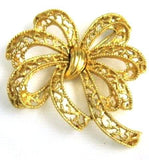 Trifari Gold Tone Bow Brooch Vintage