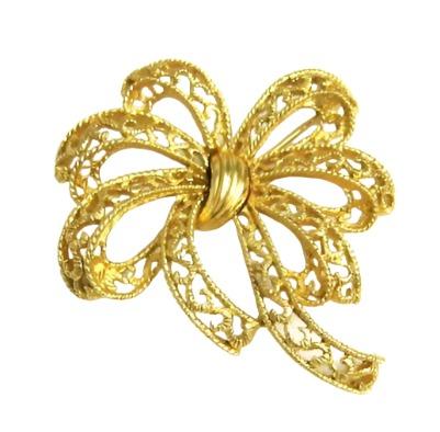 Trifari Gold Tone Bow Brooch Vintage