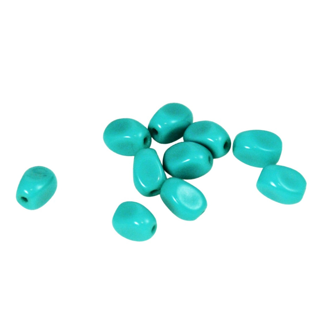 Turquoise Blue Glass Twist Beads - Vintage