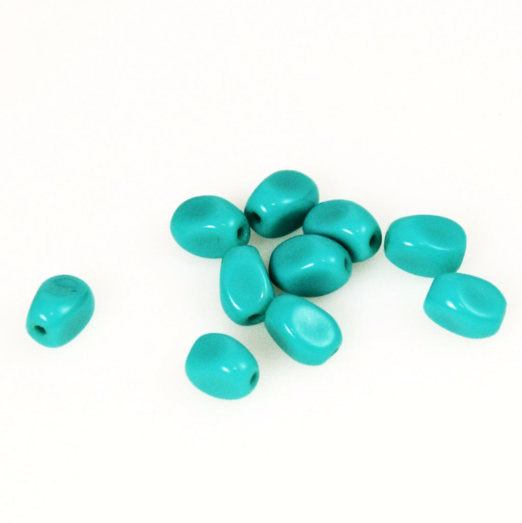 Turquoise Blue Glass Twist Beads - Vintage
