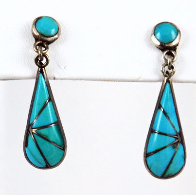 Vintage Sterling Silver Turquoise Sunburst Earrings