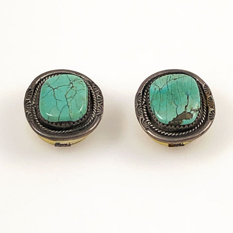 Turquoise & Sterling Button Covers Navajo