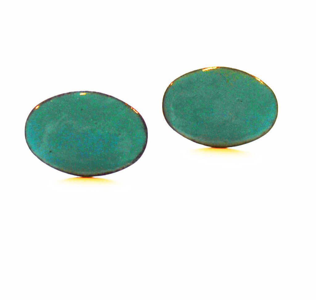 Turquoise Enamel Copper Cuff Links 1960's