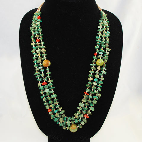 Turquoise Santa Domingo Nugget & Heishe Necklace