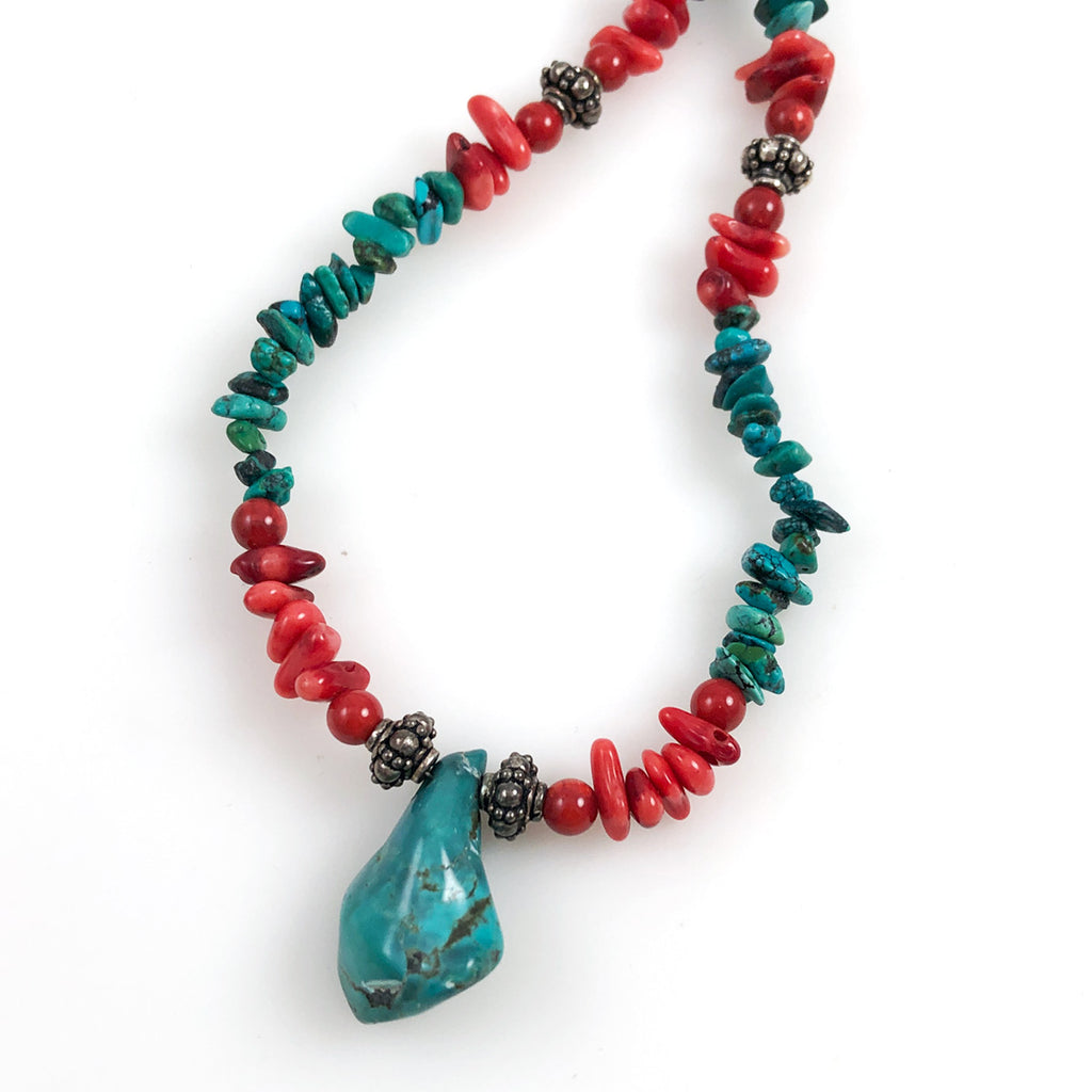 Red Coral & Turquoise Necklace