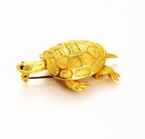 Gold Plated Turtle Brooch Vintage