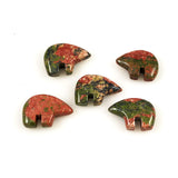 Carved Zuni Unakite Bear Beads